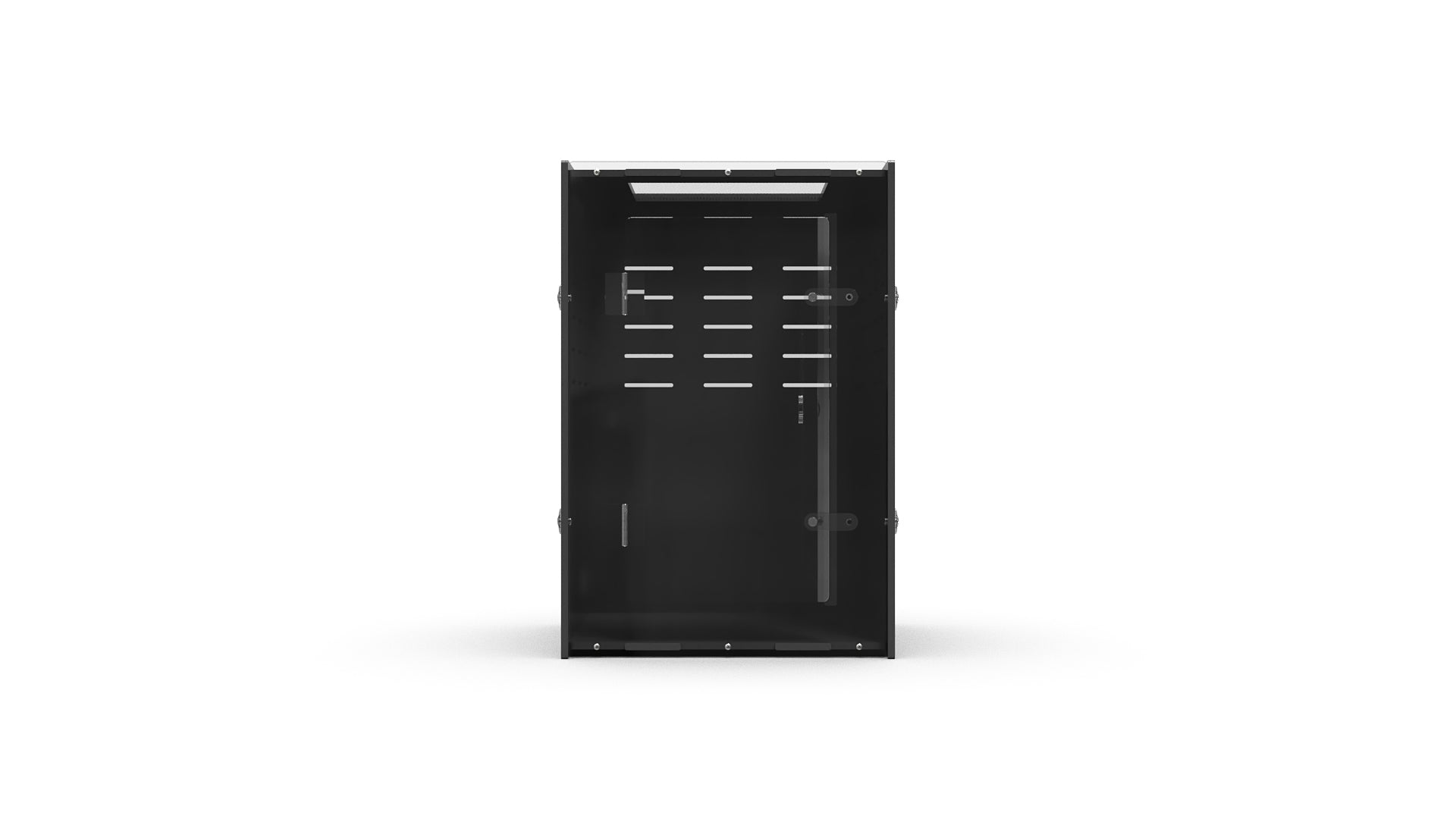 Black metal crate on a white background