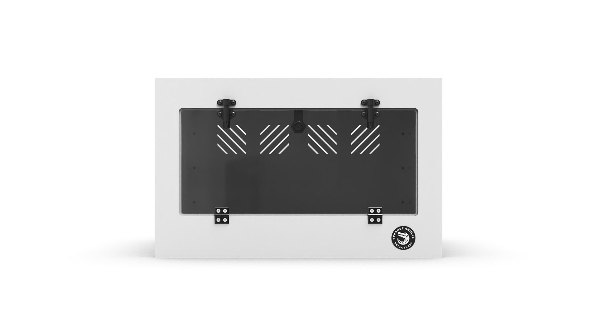 Black and white rectangular product with geometric design on a white background